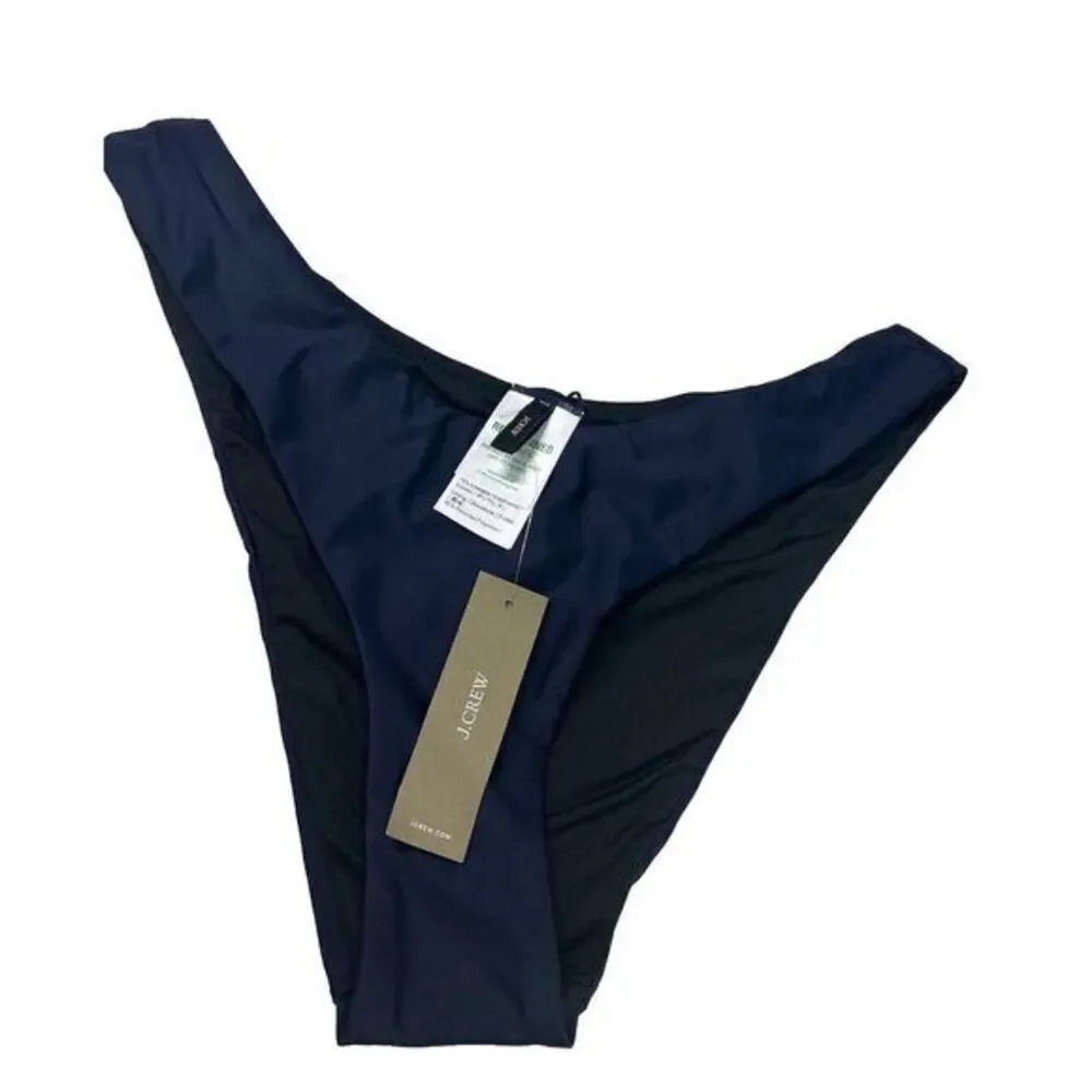 NWT J.Crew‎ Women's Small Navy Blue Curved Waist Cheeky Bikini Bottom BC125